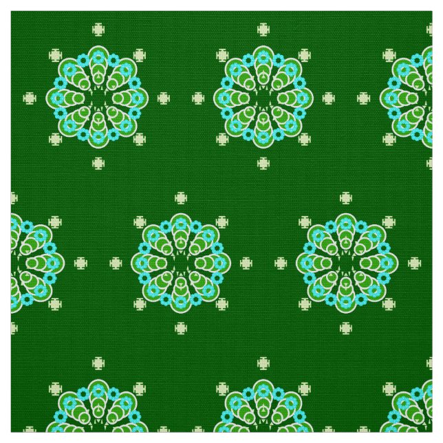 Tecido 8 pontos Mandala, Dark Jade Green e Aqua (Modelo)