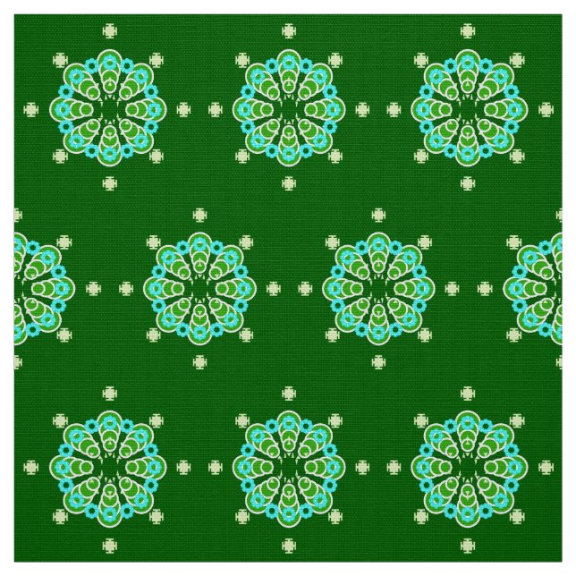 Tecido 8 pontos Mandala, Dark Jade Green e Aqua (Modelo)