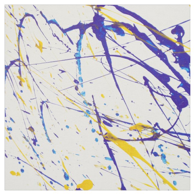 Tecido A aguarela amarela azul moderna splatters o teste (Modelo)