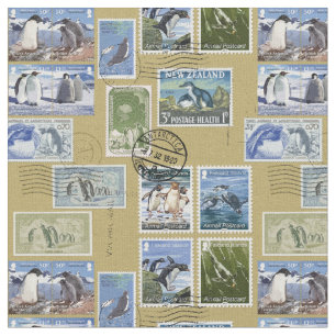 Tecido A Antártica - selos postais do pinguim