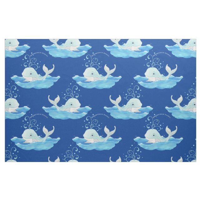 Tecido A baleia bonito personalizada do bebé do berçário (Fat Quarter)