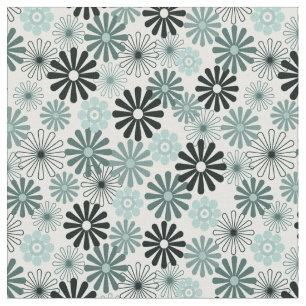 Tecido A cinza do Aqua floresce o estilo 1960 de x