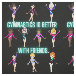 Tecido A ginástica É Melhor Com Amigos Turquoise Font