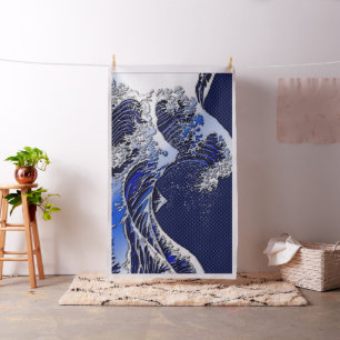 Tecido A grande decoração do azul da onda de Hokusai