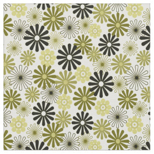 Tecido A verde azeitona floresce o estilo 1960 de x