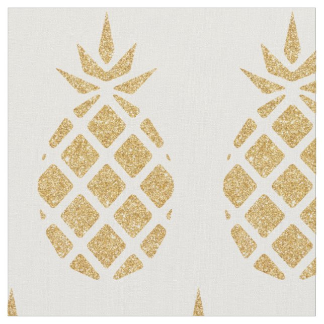 Tecido Abacaxi Tropical de Verão Brilho Dourado (Detalhe)