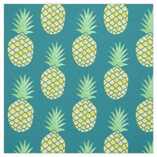 Tecido Abacaxis havaianos amarelos & verdes da aguarela