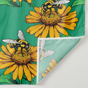 Tecido Abeha no Design de Padrão de Flor de Girassol Verd