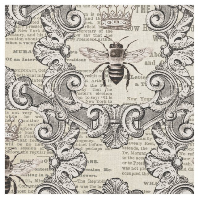 Tecido Abejas Vintage e Impressão de Jornal (Detalhe)