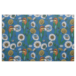 Tecido Abelhas comem em azul