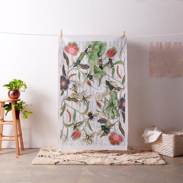 Tecido Abelhas e Flores Francesas Modernas Vintage (In Situ)