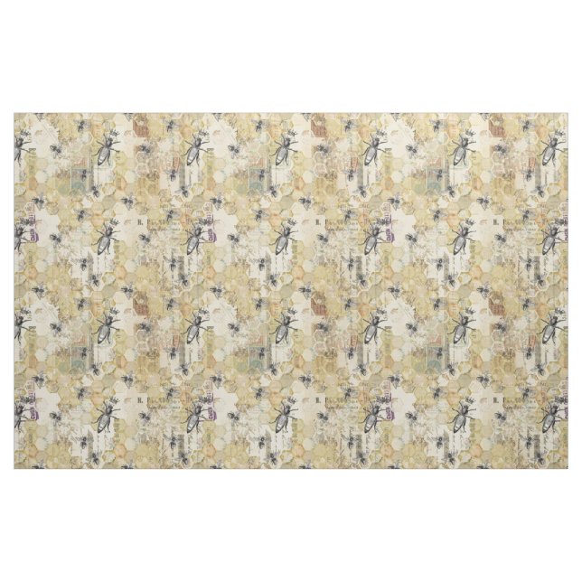 Tecido Abelhas Vintage Em Colas De Mel (Fat Quarter)