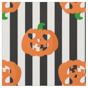 Tecido abóbora de halloween coração laranja listrada