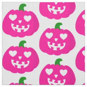 Tecido abóbora de halloween coração rosa jack-o-lanterna