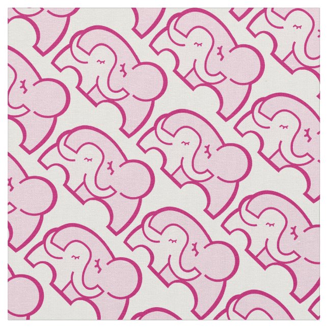 Tecido Abraço de elefante gráfico padrão rosa (Detalhe)