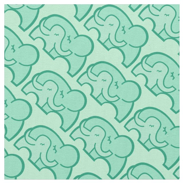 Tecido Abraço de elefante gráfico, padrão verde (Detalhe)