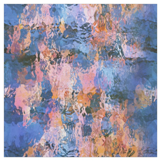 Tecido Abstração de Água Azul e Laranja (Modelo)