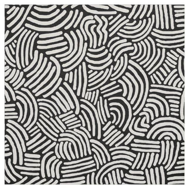 Tecido Abstrato 200923 - Branco sobre Preto (Modelo)