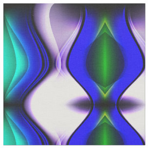 Tecido Abstrato Azul e Ondas Verdes