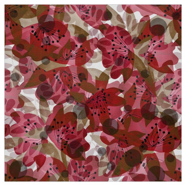 Tecido Abstrato belas flores vermelhas,, design floral (Modelo)