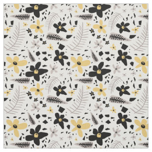 Tecido Abstrato Black Yellow Cinza Floral Sem Costura Pad