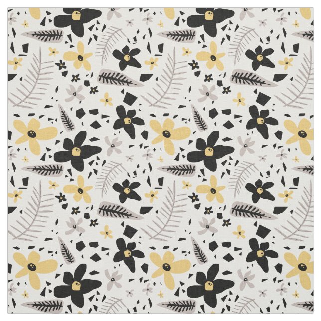Tecido Abstrato Black Yellow Cinza Floral Sem Costura Pad (Modelo)