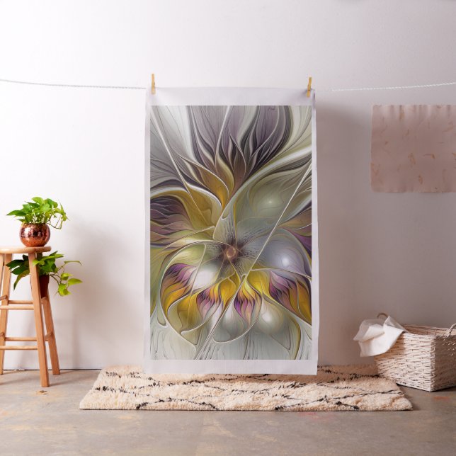 Tecido Abstrato da Fantasia Colorida Flor Moderno Fractal (In Situ)