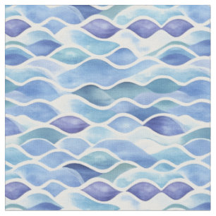 Tecido Abstrato de Aquarela em Azul / Verde / Branco