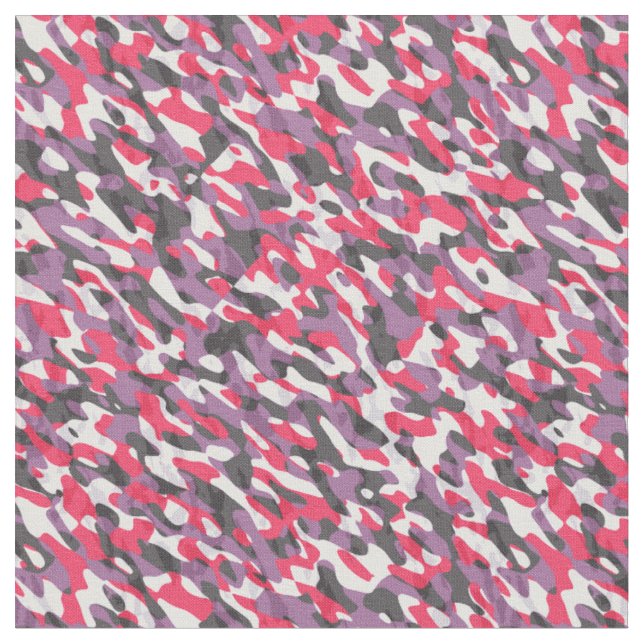 Tecido Abstrato de camuflagem rosa quente, roxo e preto (Detalhe)