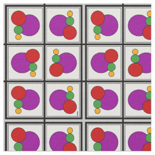 Tecido Abstrato de quadrados e círculos