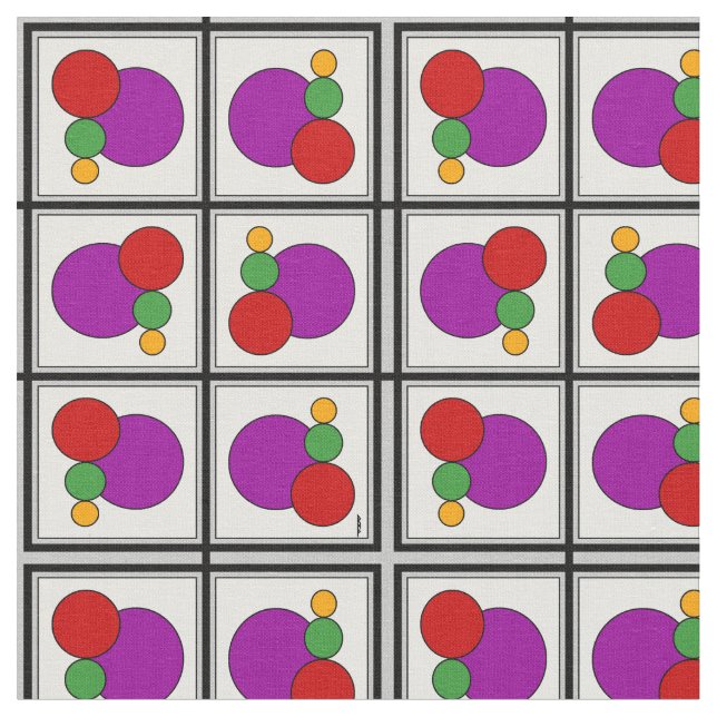 Tecido Abstrato de quadrados e círculos (Detalhe)