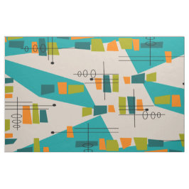 Tecido Abstrato de Teal Atômica Moderno do Século médio