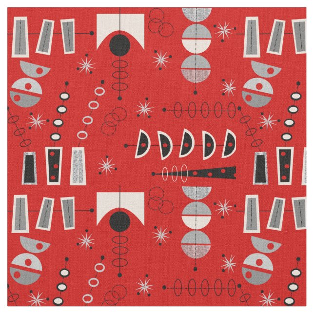 Tecido Abstrato do século médio em vermelho (Detalhe)