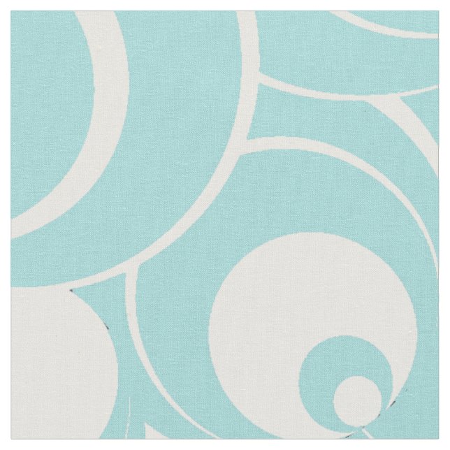 Tecido Abstrato dos Círculos Azul-Aqua e Branco (Detalhe)