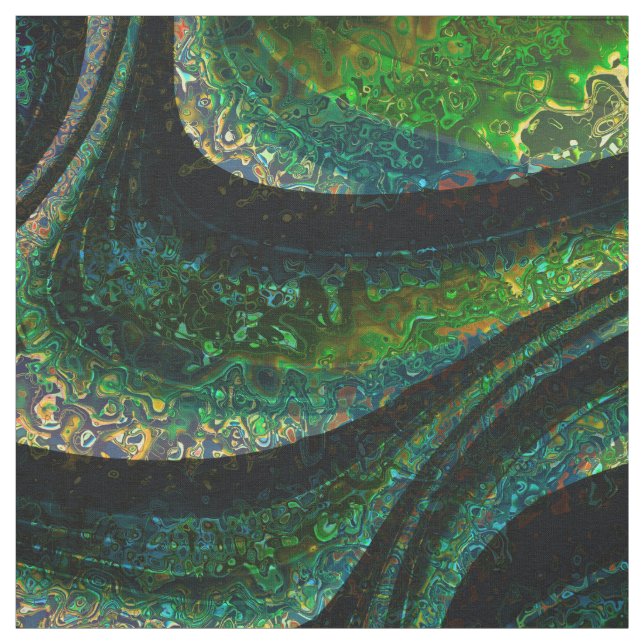 Tecido Abstrato Emerald Verde Negra Dourada Colorida (Modelo)