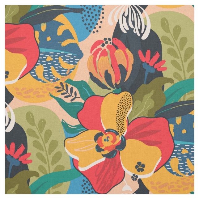 Tecido Abstrato Floral Colorida Exótica (Modelo)