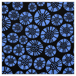 Tecido Abstrato Flores 031023 - Baby Blue on Black (Azul