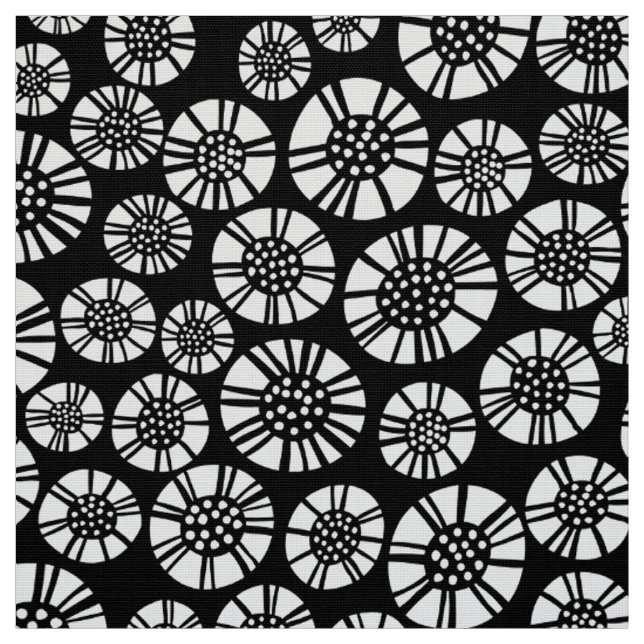 Tecido Abstrato Flores 031023 - White on Black (Branco so (Modelo)