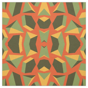 Tecido Abstrato Geométrico 3D Laranja Verde Moderno