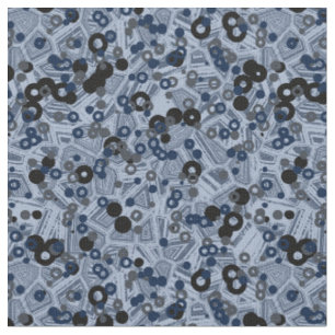 Tecido abstrato geométrico cinza e azul