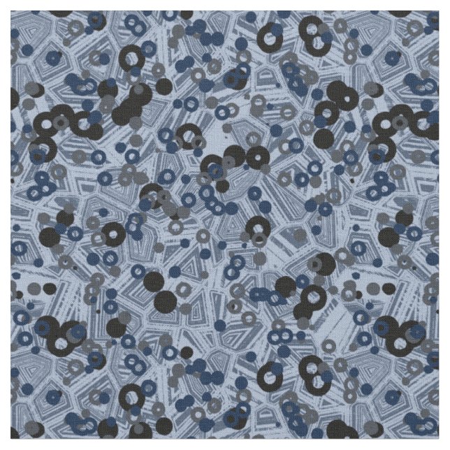 Tecido abstrato geométrico cinza e azul (Detalhe)