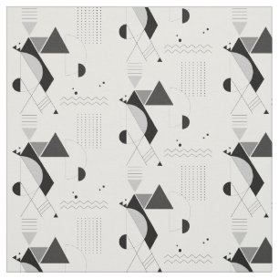 Tecido Abstrato Geométrico Negra Branca Moderna Nova Idad