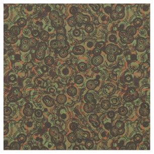 Tecido abstrato laranja verde marrom e preto