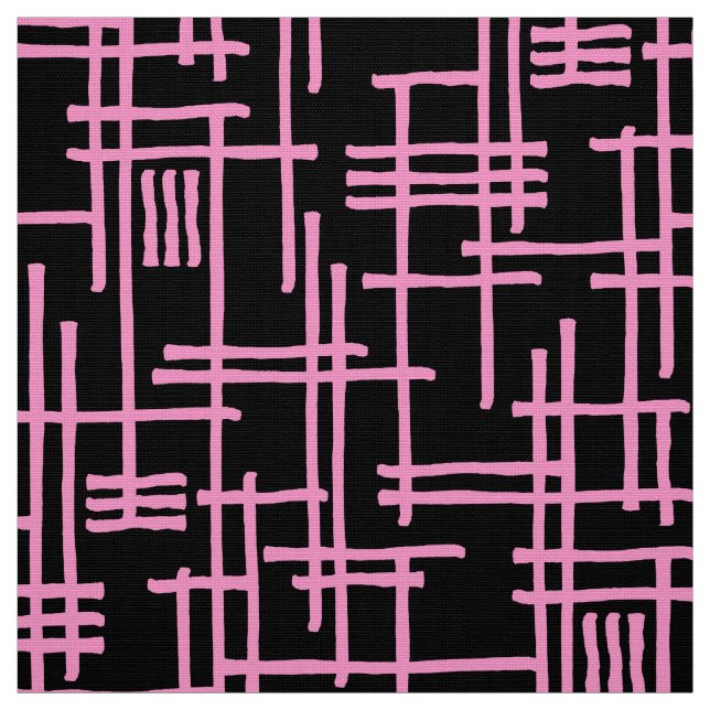 Tecido Abstrato Lines 120923 - Rosa em preto (Modelo)
