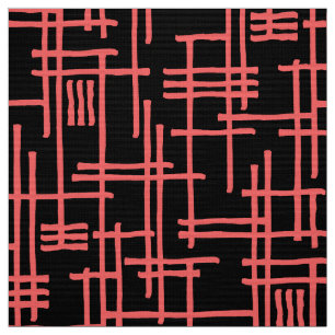 Tecido Abstrato Lines 120923 - Rosa tropical em preto