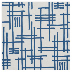 Tecido Abstrato Lines 120923 - Shibori Blue on White