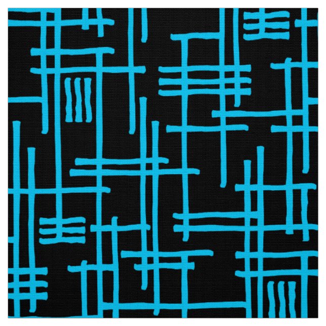 Tecido Abstrato Lines 120923 - Sky Blue on Black (Modelo)