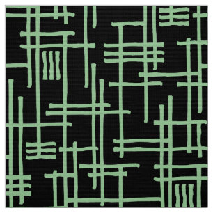Tecido Abstrato Linhas 120923 - Verde desbotado em preto