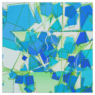 Tecido Abstrato moderno do meio século, Aqua & azul