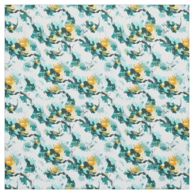 Tecido Abstrato moderno - Teal e Design pintado amarelo (Modelo)